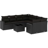 vidaXL Vrtna sedežna garnitura 9-delna z blazinami črn poli ratan | Shoptok.si