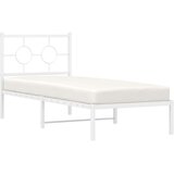 vidaXL Kovinski posteljni okvir z vzglavjem bel 75x190 cm | Shoptok.si