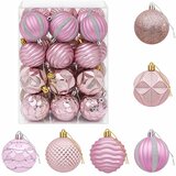  Set božićnih kuglica 36 kom. Ružičasta 6 cm Polistiren | shoptok.hr