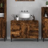 vidaXL Omarica za umivalnik dimljen hrast 80x33x60 cm inženirski les Cene