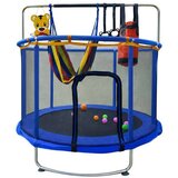  IKONKA-Trampolin za djecu s košem, visećom mrežom i boksačkom vrećom 155 cm – plavi | Eponuda.com