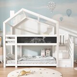 Möbrio Cabane 90x200 cm pograd iz masivnega lesa z lestvijo za shranjevanje (2 predala) - bela, (22060454) | Shoptok.si