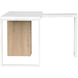 MID.YOU kotna pisalna miza kovina, leseni material bela, barve hrasta | Shoptok.si