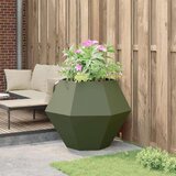 vidaXL Cvetlično korito Oljčno zelena 100 x 100 x 80 cm Jeklo | Shoptok.si