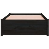  Posteljni okvir črn iz trdnega lesa 75x190 cm 2FT6, (20647687) | Shoptok.si