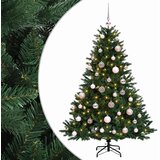  Umjetno božićno drvce s kuglicom 150 cm 150 LED lampica - Zelena 150 cm s LED-ima i ružičastim lopticama | shoptok.hr