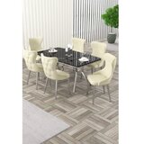 Hanah home Rasklopivi trpezarijski sto i stolice (7 delova) Esla Black Marble Chrome Cream | Eponuda.com
