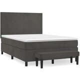 The Living Store Box spring posteljni z vzmetnico temno siv 140x190 cm žamet - Box Spring Postelja, (21488573) | Shoptok.si