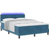 vidaXL Box Spring Postelja s Črnim Mattressom in LED Osvetlitev 140x200 cm iz Žameta | Shoptok.si