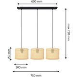  Luster na sajli ALBA 3xE27/15W/230V ratan/crna | Eponuda.com