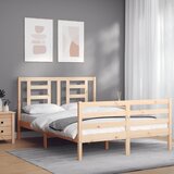 vidaXL Posteljni okvir z vzglavjem 140x200 cm trden les Cene
