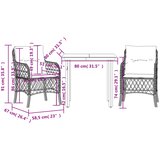  3-dijelni bistro set s jastucima crni od poliratana Crna Dužina stola 80 cm | Shoptok.si
