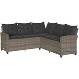 vidaXL Kavč kavč v obliki črke L z blazinami Grey Poly Rattan | Shoptok.si