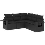 Maison Chic Seti vrtnega pohištva - Vrtna garnitura - Vrtni pohištvo set 5-delna z blazinami črn poli ratan, (21816896) | Shoptok.si