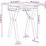 vidaXL jedilna miza y okvir 60x60x75 cm trdna borovina lito železo | Shoptok.si