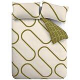 Catherine Lansfield Kaki zelena/bež posteljnina za zakonsko posteljo 200x200 cm Linear Curve – | Shoptok.si
