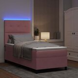  LED Box Spring Krevet s uzglavljem Ružičasta 90 x 190 cm Baršun | shoptok.hr