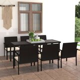  7-dijelni vrtni blagovaonski set od poliratana crni | shoptok.hr