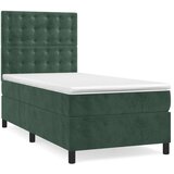 vidaXL Box spring krevet s madracem tamnozeleni 100x200 cm baršunasti | shoptok.hr