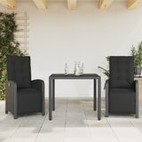  3-dijelni bistro set s jastucima crni od poliratana Crna Dužina stola 90 cm | Shoptok.si