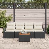  Sjedeća garnitura za vrt 5 kom. Crna i Krema poliratan 234 x 62 x 69 cm | Shoptok.si