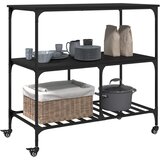  Kuhinjska kolica crna 100 x 50 x 95 m od konstruiranog drva | shoptok.hr
