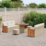 vidaXL 9-dijelni set vrtnih sofa s jastučićima bež poli ratan akacija | shoptok.hr