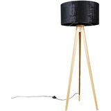 QAZQA Les za talne svetilke s senčnikom tkanine črne barve 50 cm - Stativ Classic Cene