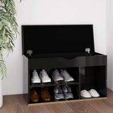 vidaXL klupa za cipele s jastukom sjajna crna 80 x 30 x 47 cm iverica | shoptok.hr