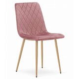  Stolica TURIN - Ružičasti Baršun / Noge u Boji Drveta x 2 | shoptok.hr