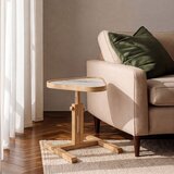 Hanah home pomoćni sto opus ucgen 46, 46 cm, hrast / beli mermer | Eponuda.com