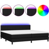 vidaXL Box spring postelja z vzmetnico LED črna 200x200 cm blago, (20901786) Cene