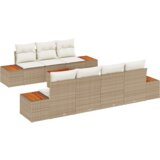 vidaXL 8-delni set vrtnega kavča z blazinami bež poli ratan akacija | Shoptok.si