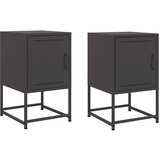 Furnova Nočna omarica 2 kosa črna 36x39x60,5 cm jeklo, (21927632) | Shoptok.si