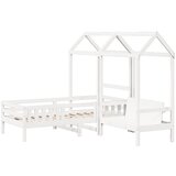  The Living Store Postelja in klop s streho bela 75x190 cm trdna borovina - Postelja In Klop, (21495691) | Shoptok.si
