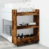 vidaXL Voziček za shranjevanje 3-nadstropni dimljeni hrast inž. les | Shoptok.si