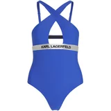 Karl Lagerfeld Jednodijelni kupaći kostim kobalt plava / crna / srebro