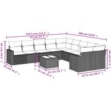  11-dijelni set vrtnih sofa od poliratana s jastucima crni Crna 65.5 x 62 x 69 cm | Shoptok.si