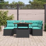  Vrtni set za objed s jastukom 7 pcs Crna i Plavozelena | shoptok.hr