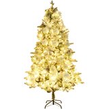  Osvijetljeno božićno drvce sa snijegom i šiškama 195 cm PVC/PE | shoptok.hr