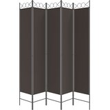Sobna pregrada s 5 panela smeđa 200x220 cm od tkanine | shoptok.hr