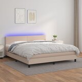 Krevet box spring madrac LED cappuccino 180x200cm umjetna koža | Eponuda.com