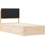 vidaXL Posteljni okvir z oblazinjenim vzglavjem Črna 90 x 190 cm | Shoptok.si