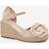Boto Women's Wedge Sandals With Braiding And Crocheted Flower Beige Ismilea | shoptok.hr