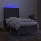  Box spring postelja z vzmetnico LED temno siva 80x200 cm blago, (20999285) | Shoptok.si