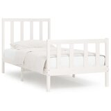 vidaXL Posteljni okvir bel iz trdnega lesa 75x190 cm 2FT6, (20905104) Cene