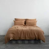 Rjava enojna lanena posteljnina 140x200 cm –