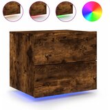  The Living Store Stenska nočna omarica z LED lučkami dimljen hrast - Stenska Nočna Omarica, (21503097) | Shoptok.si