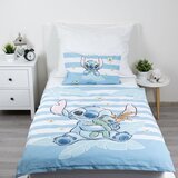 Jerry Fabrics Svetlo modra bombažna otroška posteljnina za otroško posteljico 100x135 cm Lilo & Stitch "Tropical Hugs" – | Shoptok.si