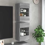  Zidni ormarići s LED svjetlima za TV 2 kom siva boja hrasta 40 x 30 x 60,5 cm Cijene
